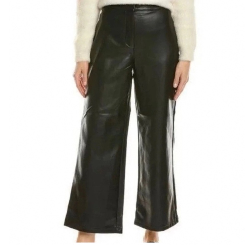 Bagatelle Collection Wide Leg Pants Women XL Black Faux Vegan Leather Cropped